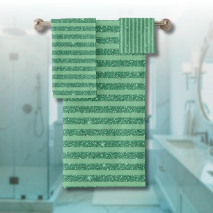 Klassischer Jadegrün-Glitter-Stil mit vertikalen S Badhandtuch Set