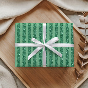 Klassischer Jadegrün-Glitter-Stil mit vertikalen S Geschenkpapier