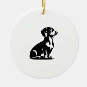 Klassischer Jagdhund Vintage-Dachshund-Zeichnung K Keramik Ornament