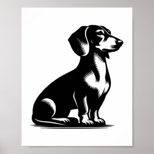 Klassischer Jagdhund Vintage-Dachshund-Zeichnung  Poster
