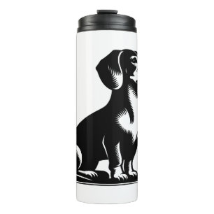 Klassischer Jagdhund Vintage-Dachshund-Zeichnung  Thermosbecher