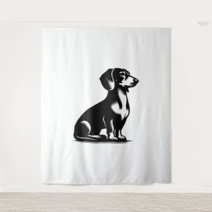 Klassischer Jagdhund Vintage-Dachshund-Zeichnung  Wandteppich