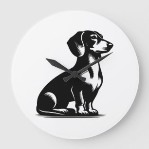 Klassischer Jagdhund Vintage-Dachshund-Zeichnungsk Große Wanduhr