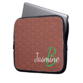 Klassischer japanischer Roter Wave Deko und Monogr Laptopschutzhülle (Vorderseite Links)