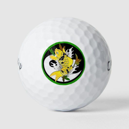 Klassischer japanischer Tätowierkoi-Karpfen Yin Ya Golfball (Vorderseite)