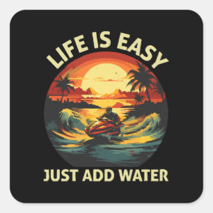 Klassischer Jet Ski Skier Quadratischer Aufkleber