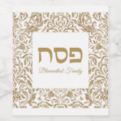 Klassischer jüdischer Pessach aus Weiß und Gold Weinetikett (Einzelnes Label)