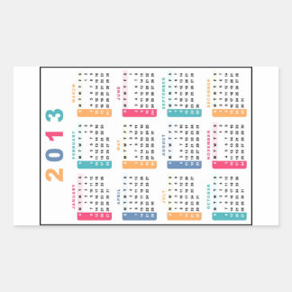 Klassischer Kalender 2013 Rechteckiger Aufkleber