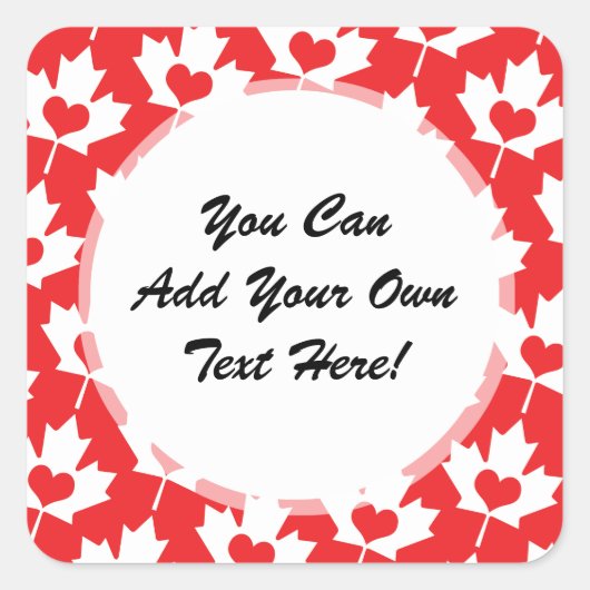 Klassischer kanadischer Ahornblättersteg mit Herz Quadratischer Aufkleber (Vorderseite)