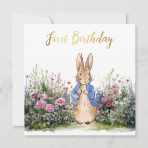 Klassischer Kaninchen-Erster-Geburtstag Karte