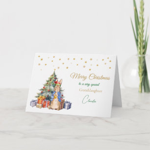 Klassischer Kaninchen-Weihnachtsbaum Frohe Weihnac Feiertagskarte