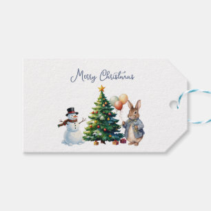 Klassischer Kaninchen-Weihnachtsbaum Geschenkanhänger