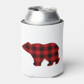 Klassischer karierter Bär in Rot und Schwarz Dosenkühler (Kanne Vorderseite)