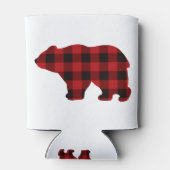 Klassischer karierter Bär in Rot und Schwarz Dosenkühler (Rückseite)