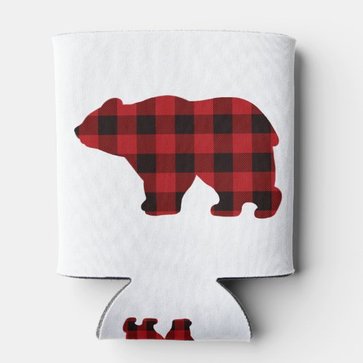 Klassischer karierter Bär in Rot und Schwarz Dosenkühler (Rückseite)