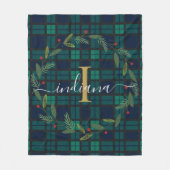 Klassischer Karierter Monogram Weihnachtskranz Tar Fleecedecke (Vorderseite)