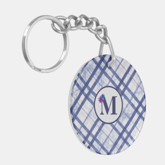 Klassischer karierter Monogramm-Schlüsselanhänger Schlüsselanhänger (Vorderseite links)