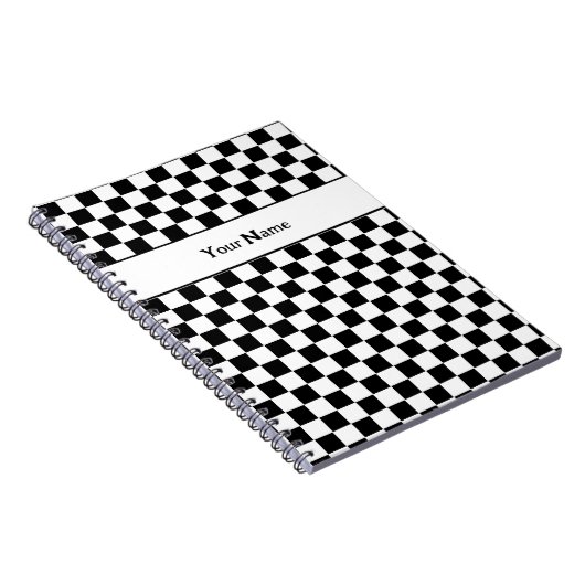 Klassischer karierter Schwarz-Weiß-Individuelle Na Notizblock (Rechte Seite)
