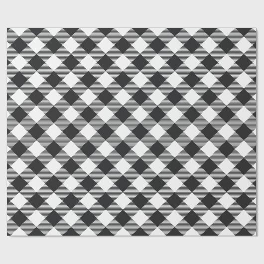 Klassischer Karierter Schwarz-weißer Karo Urlaub Geschenkpapier (Flach)