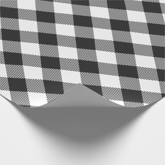 Klassischer Karierter Schwarz-weißer Karo Urlaub Geschenkpapier (Ecke)