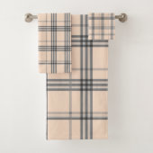 Klassischer Karierter Tan und Schwarz Badhandtuch Set (Insitu)