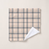 Klassischer Karierter Tan und Schwarz Badhandtuch Set (Waschlappen)