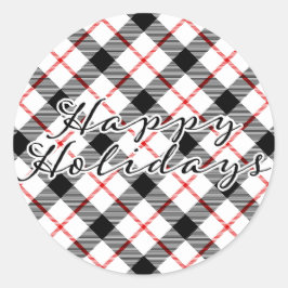 Klassischer Karierter Weihnachts-Happy Holidays St Runder Aufkleber