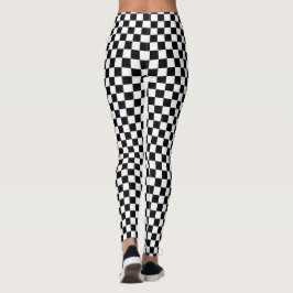 Klassischer Karo für gekreuzte Racing-Fahne Schwar Leggings