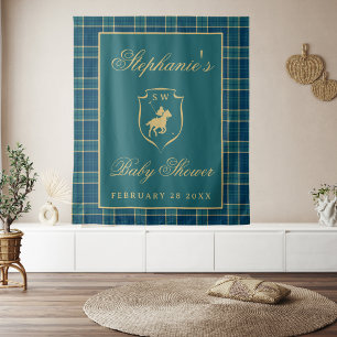 Klassischer Karo-Polo-Reitsport-Babyshower-Hinterg Wandteppich