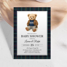Klassischer Karo-Teddybär Lauren Baby Shower