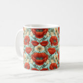 Klassischer Keramik-Mohn- und Wildblumenbecher Kaffeetasse (Vorderseite Links)