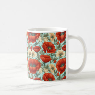 Klassischer Keramik-Mohn- und Wildblumenbecher Kaffeetasse