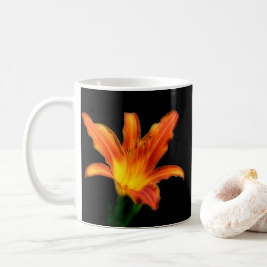 Klassischer Keramikbecher mit Lilienmuster Kaffeetasse (Mit Donut)