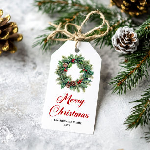 Klassischer Kiefern-Kranz-Weihnachts-Geschenkanhän Geschenkanhänger