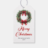 Klassischer Kiefern-Kranz-Weihnachtsgeschenk-Etike Geschenkanhänger (Vorderseite)