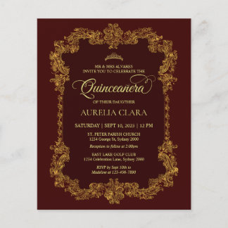 Klassischer Klassiker Roter Gold Quinceanera