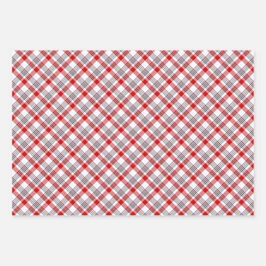 Klassischer Klassischer Roter Grüner Weißer Gingha Geschenkpapier Set (Vorderseite 3)