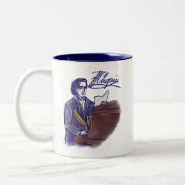 Klassischer Komponist Chopin Klavier Kunst Vintage Zweifarbige Tasse
