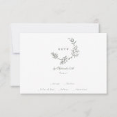 Klassischer Kranz mit Blumenzunge Green Monogram RSVP Karte (Vorderseite)