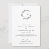 Klassischer Kranz-Monogramm-Hochzeit Einladung (Vorderseite)