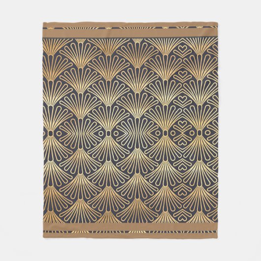 Klassischer Kunst-Deko-Goldfan-Entwurf auf a Fleecedecke (Vorderseite)