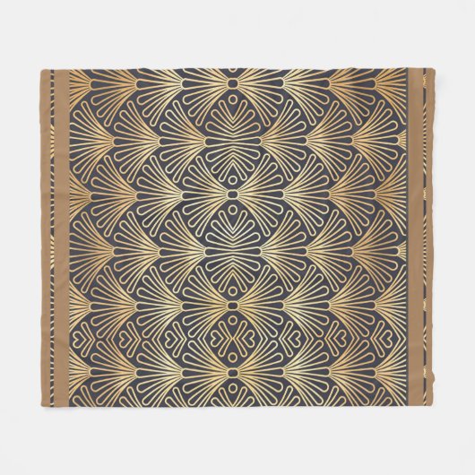 Klassischer Kunst-Deko-Goldfan-Entwurf auf a Fleecedecke (Vorderseite (Horizontal))