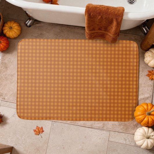 Klassischer Kürbis Herbst Gingham Karo Check Badematte