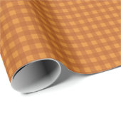 Klassischer Kürbis Herbst Gingham Karo Kariert Geschenkpapier (Rolleneckpunkt)