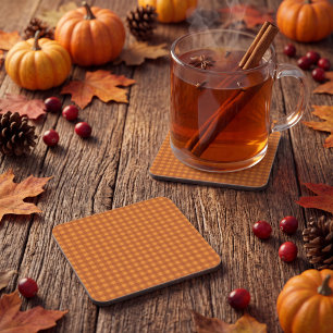 Klassischer Kürbis Herbst Gingham Karo Kariert Getränkeuntersetzer