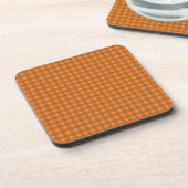 Klassischer Kürbis Herbst Gingham Karo Kariert Getränkeuntersetzer (Linke Seite)