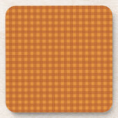Klassischer Kürbis Herbst Gingham Karo Kariert Getränkeuntersetzer (Vorderseite)