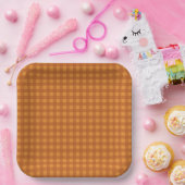 Klassischer Kürbis Herbst Gingham Karo Kariert Pappteller (Party)