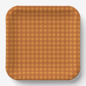 Klassischer Kürbis Herbst Gingham Karo Kariert Pappteller (Vorderseite)