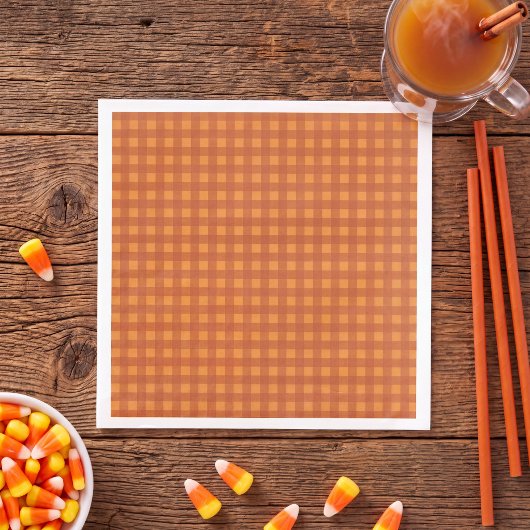 Klassischer Kürbis Herbst Gingham Karo Kariert Serviette